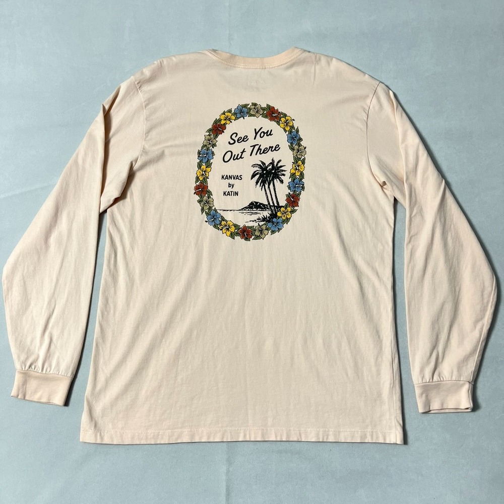Kanvas by Katin T Shirt Men XL Long Sleeve See You Out There Pink Organic Cotton